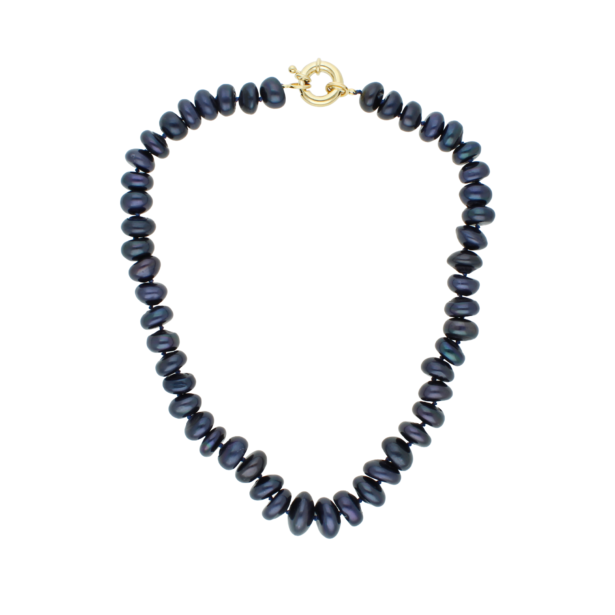 COLLAR PERLA RONDEL AZUL MARINO