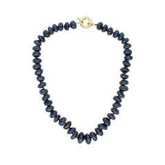 COLLAR PERLA RONDEL AZUL MARINO